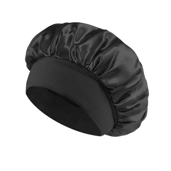 Walkfairy Soft Elastic Band Silk Bonnet, Black