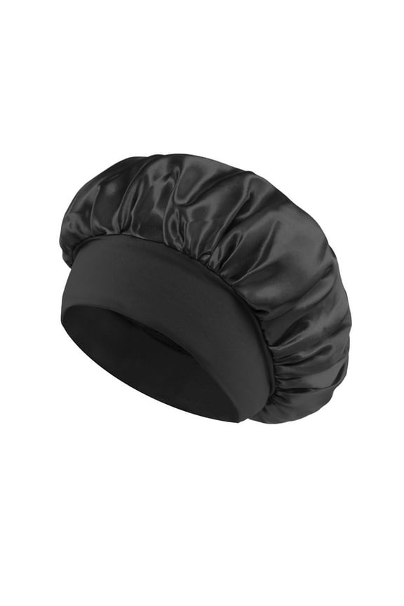 Soft Elastic Band Silk Bonnet, Black