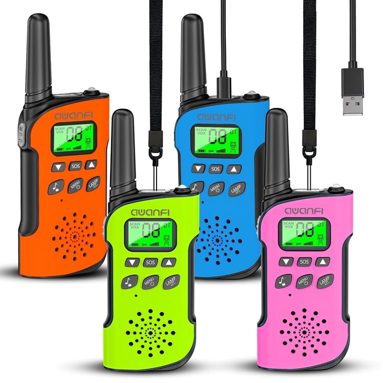walkie talkie vape Free Shipping! AWANFI Rechargeable Walkie Talkies for Adults Kids, 4 Pack  with LED Light, 22 Channels, Up to 3KM Range
