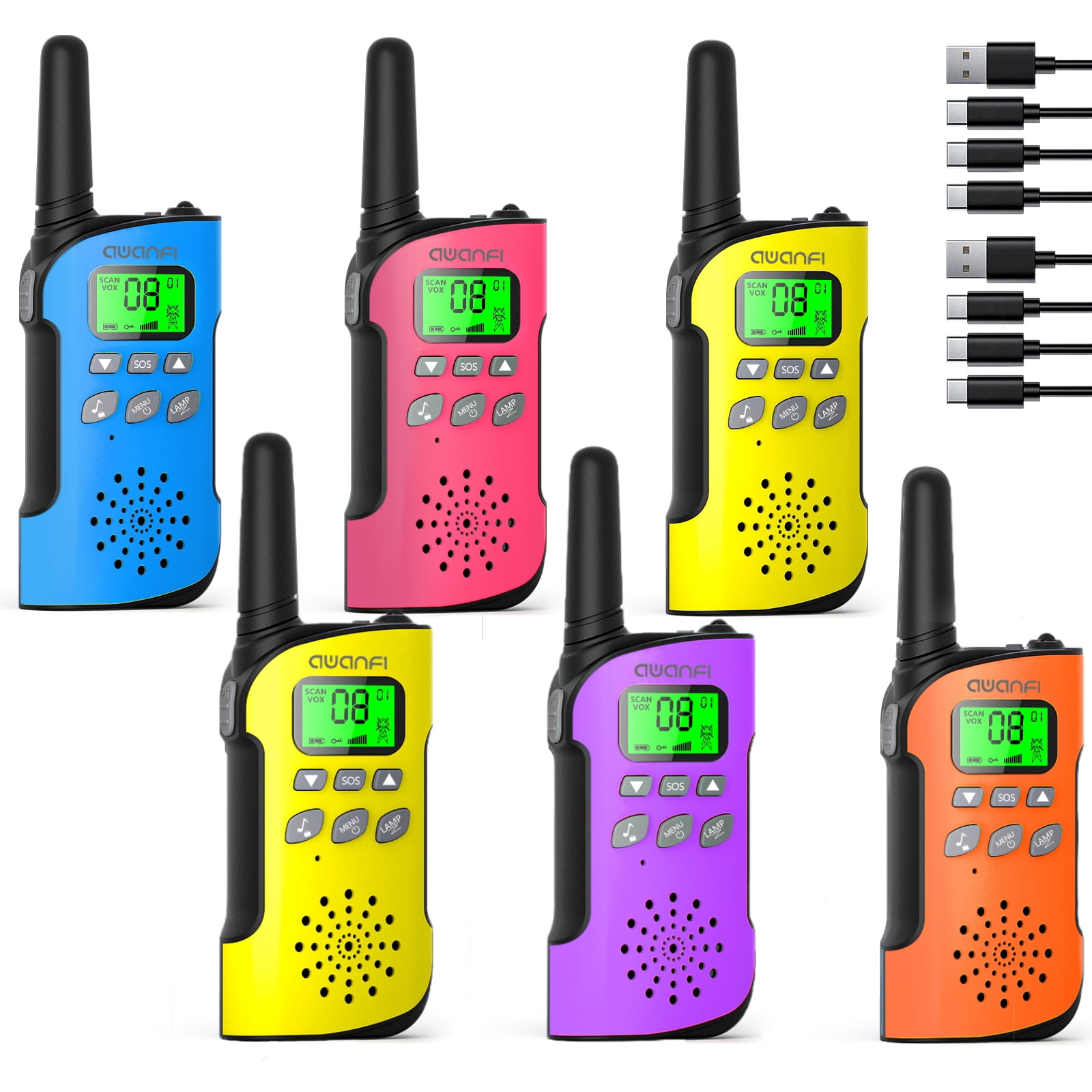 AWANFI, Walkie Talkies for Adults Kids, Long Range Rechargeable 6
