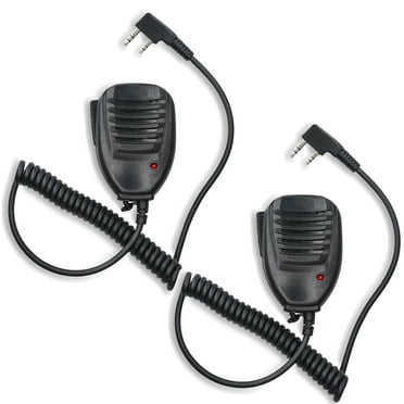 Walkie Talkie Mic Shoulder Mic 2 Pin Radio Microphone for UV-5R UV-82 888S Retevis H-777 RT21 RT22 RT27 Arcshell AR-5 Kenwood Radio (2PACK)