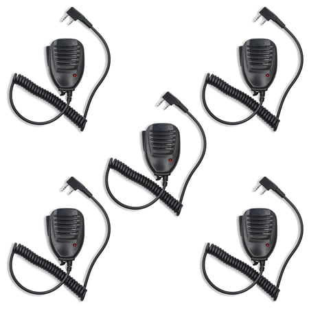 Walkie Talkie Mic Shoulder Mic 2 Pin Radio Microphone for UV-5R UV-82 888S Retevis H-777 RT21 RT22 RT27 Arcshell AR-5 Kenwood Radio (5PACK)