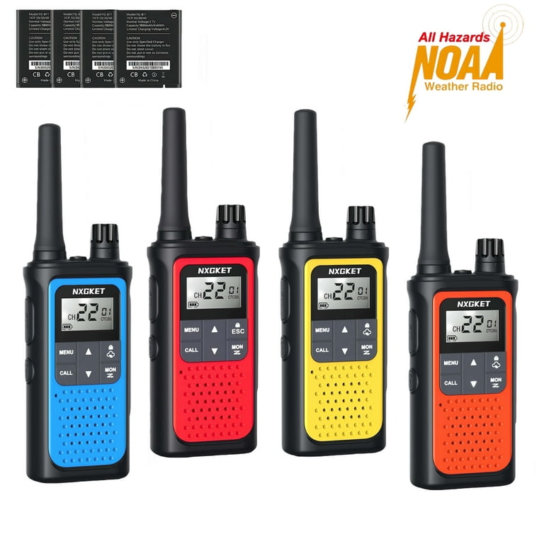 NXGKET Rechargeable Walkie Talkies 4 Pack, 22 Channel Long