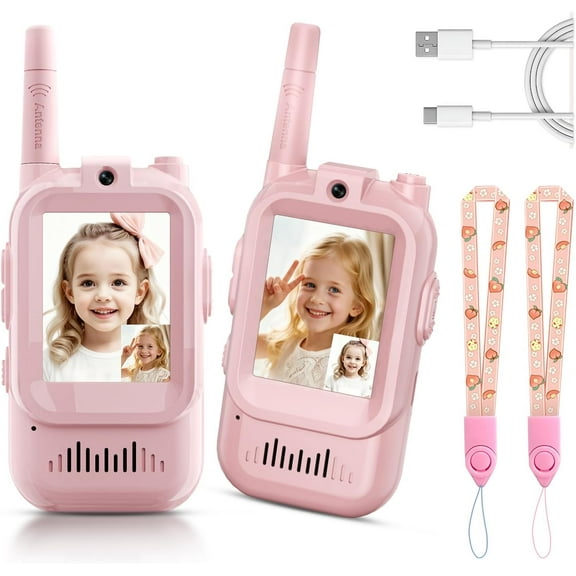 Walkie Talkies for Kids 2 Pack, Video Walkie Talkies Handheld Rechargeable Video Intercom with Screen Display, Indoor Outdoor Toys for Ages 3-12, Gifts for Boys Girls Christmas