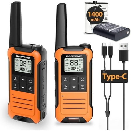 Walkie Talkies Long Range for Adults, Rechargeable Walkie Talkie Baofeng F22 FRS Radio Walky Talky Family Walkie-Talkie with 1400 mAh Battery USB Charger for Hiking Camping Trip (2 Pack)