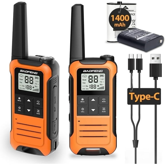 Walkie Talkies Long Range for Adults, Rechargeable Walkie Talkie Baofeng F22 FRS Radio Walky Talky Family Walkie-Talkie with 1400 mAh Battery USB Charger for Hiking Camping Trip (2 Pack)