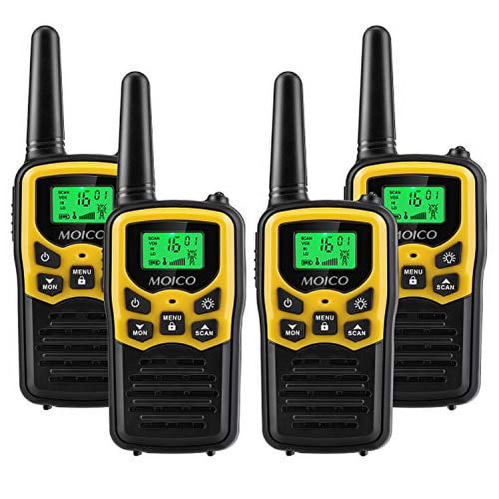 Walkie Talkies,MOICO Walkie Talkies Long Range in Open Fields,Walkie Talkies  for Adults 22 Channels FRS VOX Scan LCD Display with LED Flashlight for  Biking Hiking Camping Pack