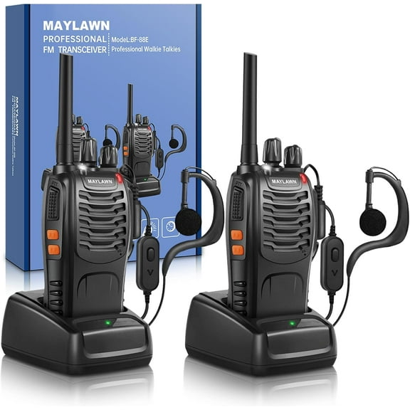 Walkie Talkies Pack of 2, Walkie Talkies Long Range for Adults with Rechargeable Batteries, Two Way Radios with LED Light Earpieces and Chargers, 16 Channels, Supports VOX Function