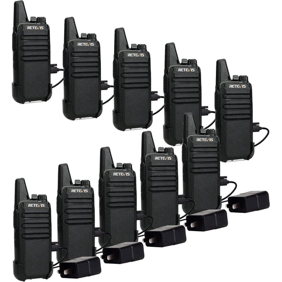 Walkie Talkies Rechargeable,Long Range Two Way Radio,2 Way Radio for Adults, Handsfree VOX Mini, for Business Office School Church Restaurant Retail(Black,10 Pack)