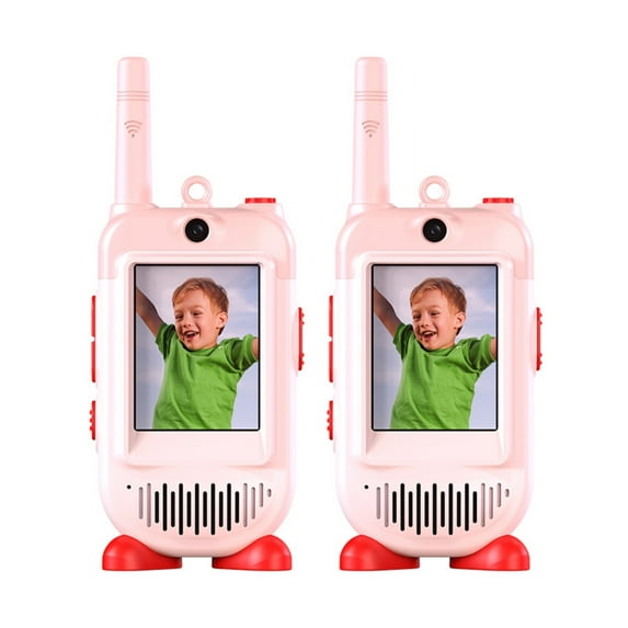 Walkie Talkies,Video Walkie Talkies 2 Pack with Screen Display,Rechargeable Toy Radios,Voice Changer & Real-Time Video Chat,Long Range,Gifts for All(Pink)
