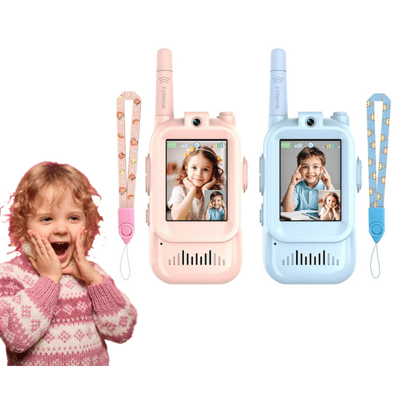 Walkie Talkies, Video Walkie Talkies for Kids, 2 Pack Video Walkie Talkie Toys, with Screen Display Voice Changer ,Kids Walkies Talkie Toys for Ages 3-12 with HD Camera(Pink+Blue)