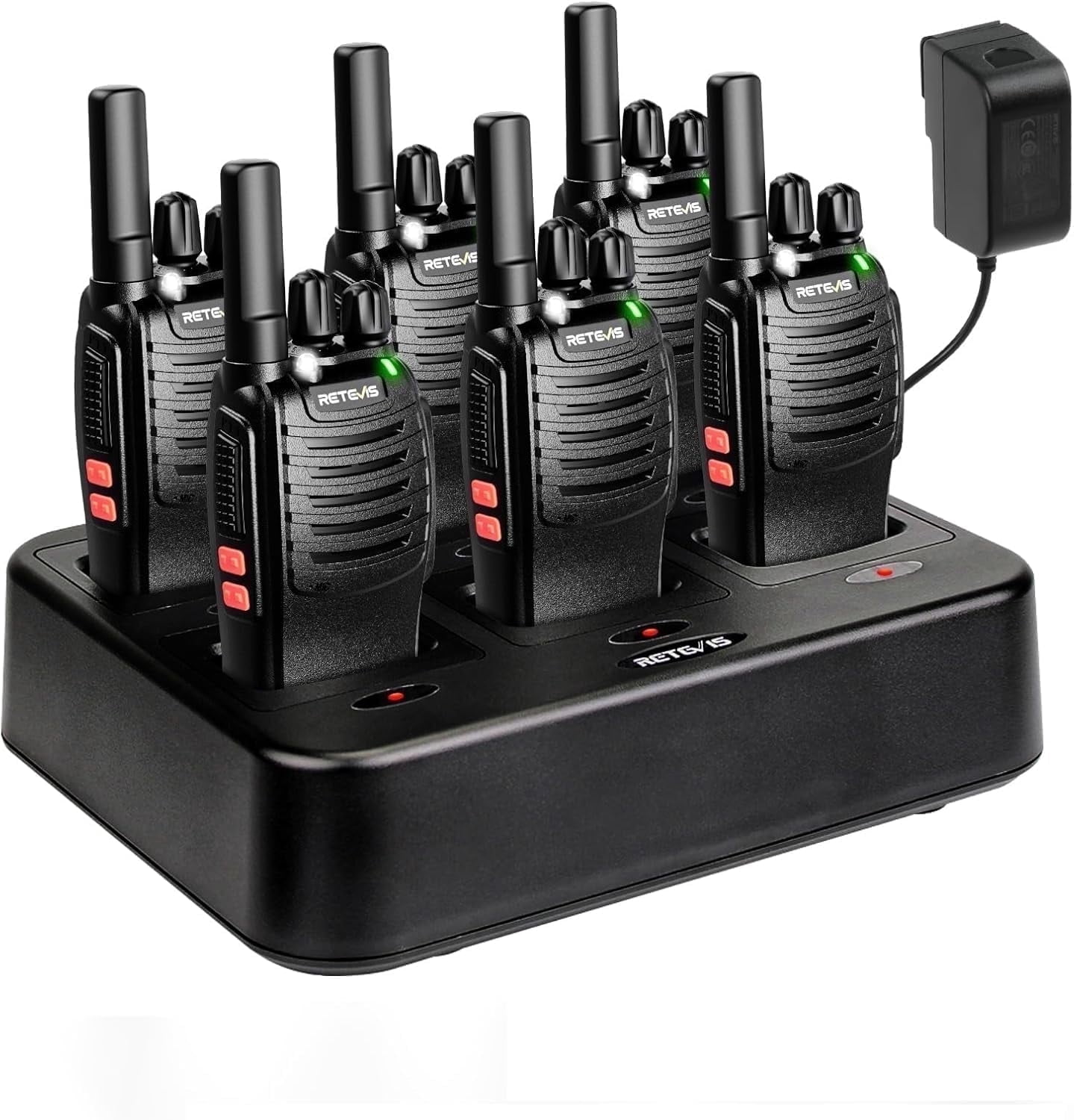 Case of 6,H-777 Walkie Talkies for Adults Long Range, Rechargeable Two-Way Radios,with 6-Way Multi Unit Charger,Flashlight Handheld Business 2 Way Radios