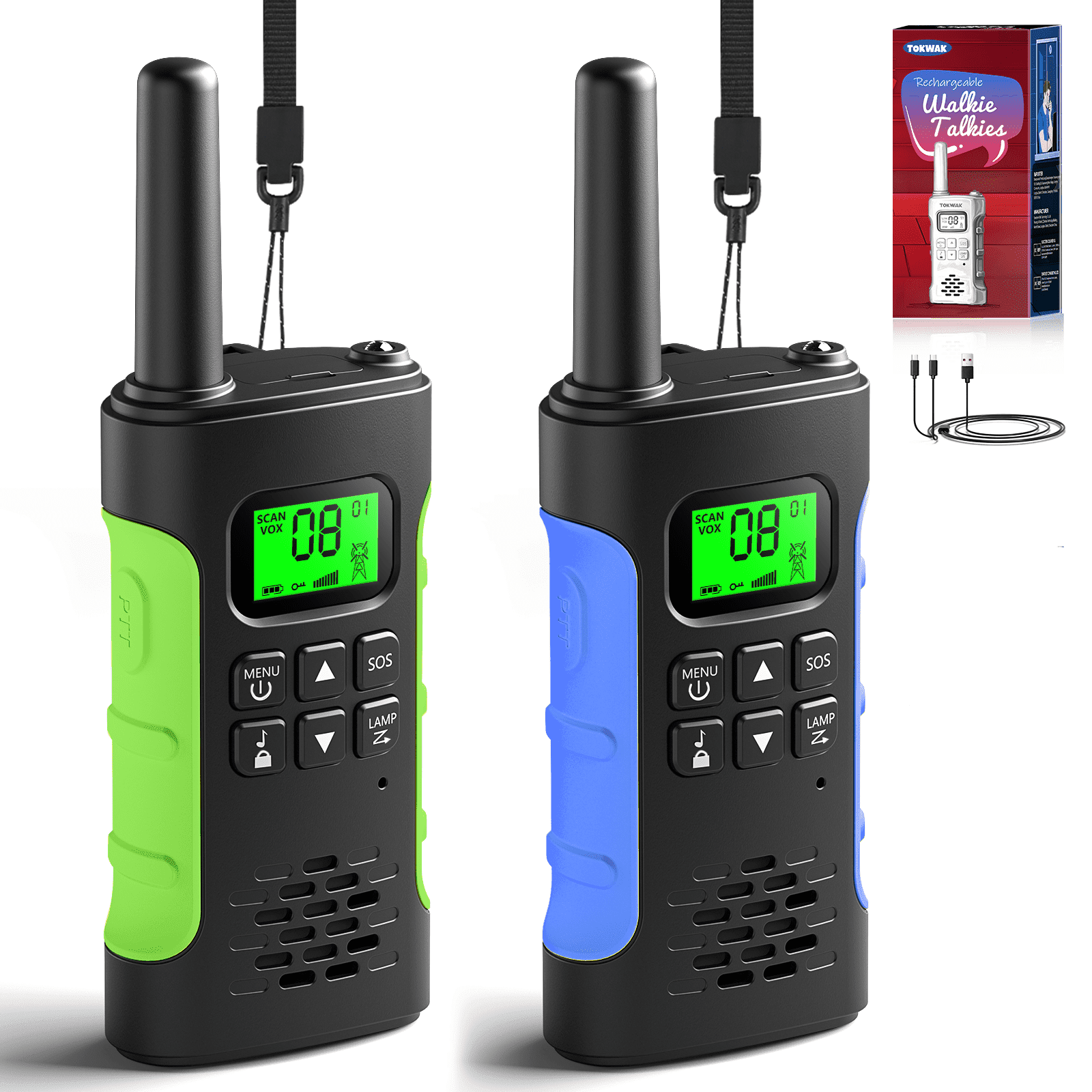 Walkie Talkies 2 pack, Walkie Talkie for Kids Adults, Rechargeable