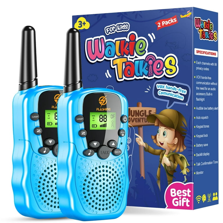 Walkie Talkies for Kid, 2 Way Radio, 3 KM Long Range Toy for Boy Girl 3-15  Years Old, Gifts for 3 4 5 6 7 8 Year Old Boys-2 Pack