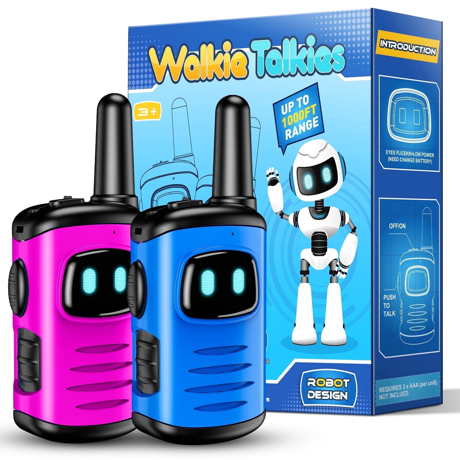 ATOPDREAM-US Walkie Talkies for Kids, Two Way Radio, Mini Robots Walkie Talkie Outdoor Toys for Kids, Birthday Easter Gifts for 3 4 5 6 7 8 Year Old Boys Girls
