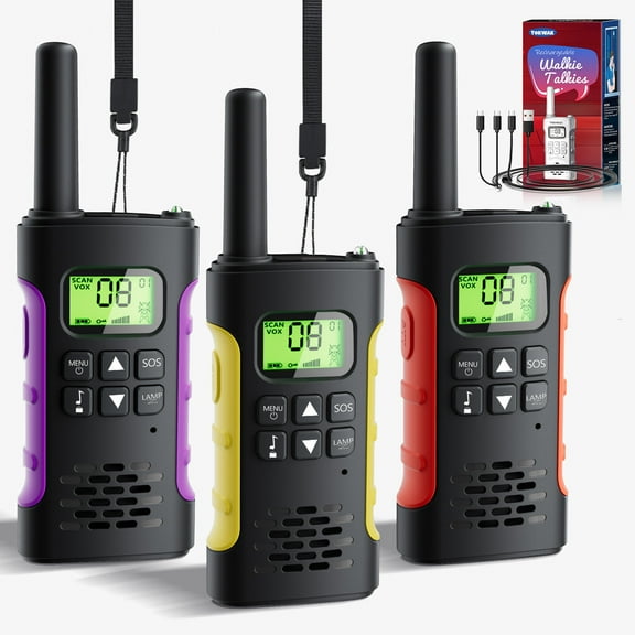 Walkie Talkies for Kids 3 pack with 22 FRS Radios, Kids Walkie Talkie Rechargeable Long Range, with LED Light