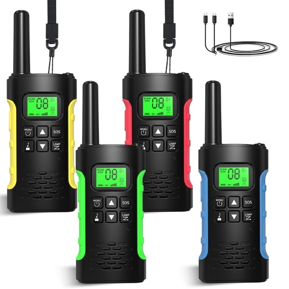 Walkie Talkies for Kids 4 pack Long Range with 22 FRS Radios, Kids Walkie Talkie Rechargeable