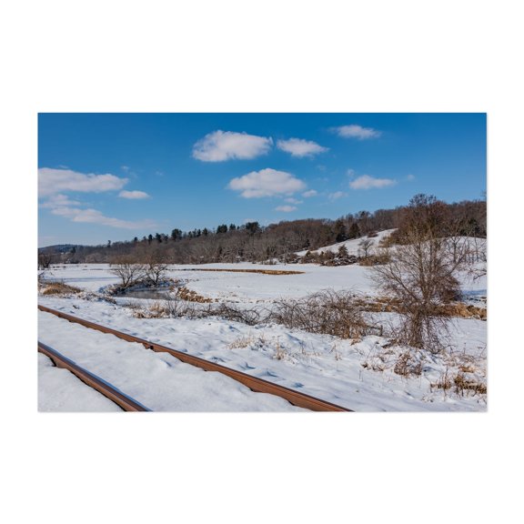 Walking Along the Rail Trail in Seven Valleys PA on a Winter Day - Seven Valleys Pennsylvania Photography Winter Snow Railroad Landscape Rural Scenic Nature Unframed Wall Art Print 4 x 6 inches