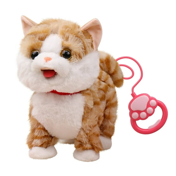 Walking Bark Toy Dog On Leash, Plush Puppy Electronic Interactive Toy For Kids, Wagging Tail, Pretend Dress Up Realistic Stuffed Animal Dog Ages 3-7+ Best Gift，11*5.9inches