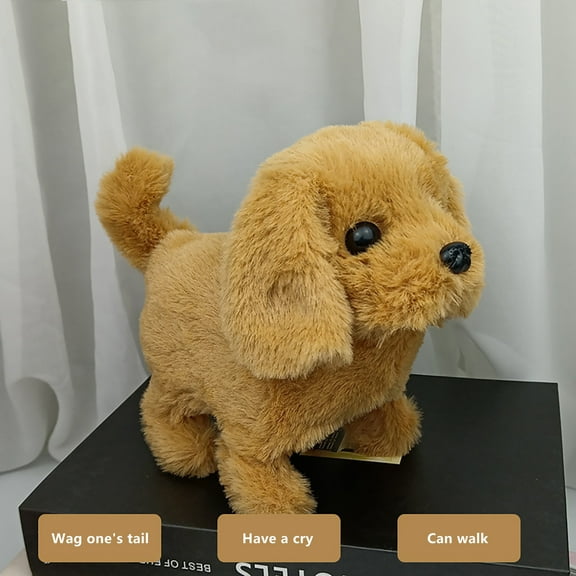 Walking Barking Labrador Toy Dog, Realistic Simulation Pet Dog with Wagging Tail, Soft Plush Interactive Toy for Kids, Fun Gift for Birthdays & Holidays, Battery Operated (Not Included)