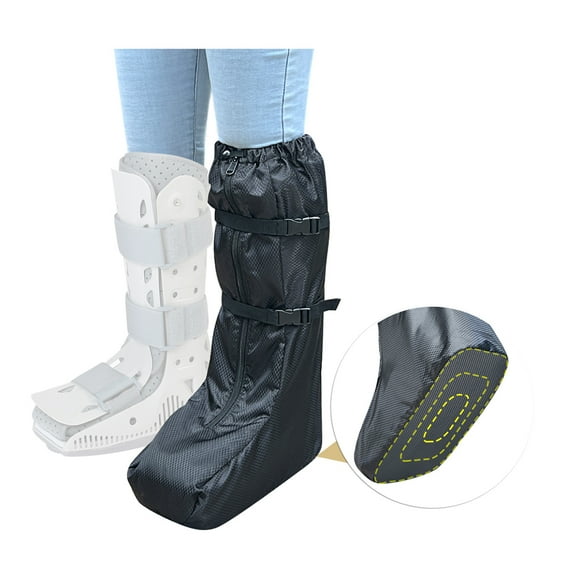 Walking Boot Cover Medical Cast Boot Fracture for Men Women Waterproof Tall Air Walker Boot Protector with Upgraded Sole for Outdoor Rain & Snow