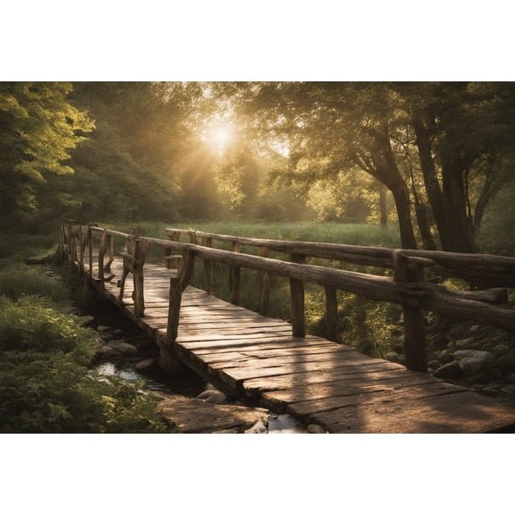 Walking Bridge at Sunset Photograph I - 12" x 18" Art Print Wall Decor