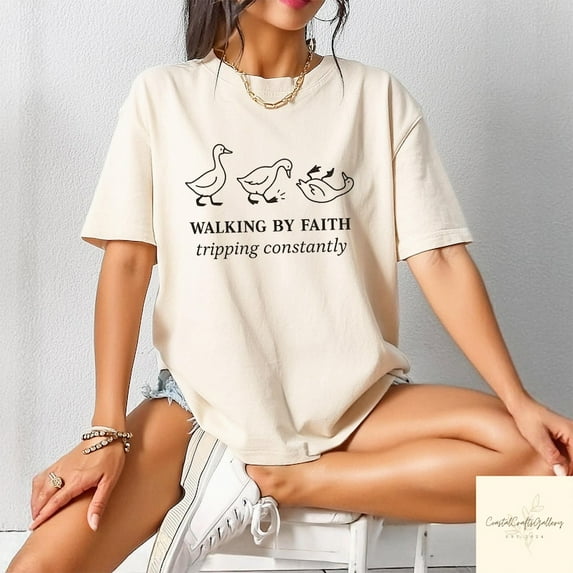 Walking By Faith Tripping Constantly Shirt, Bible Verse T Shirt, Christian Religious Shirt, Subtle Christian Gift, Women Shirt