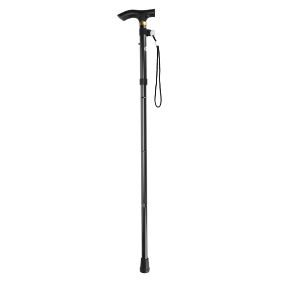 Walking Cane, Adjustable Folding Cane Lightweight Aluminum Portable Cane with Strap and Ergonomic T Handle, Collapsible Walking Stick for Men Women Seniors, Daily Living Aid for Limited Mobility Black