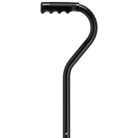Walking Cane Aluminum Center Balance Cane Offset Handle with plastic finger grip handle Adjustable Cane Black