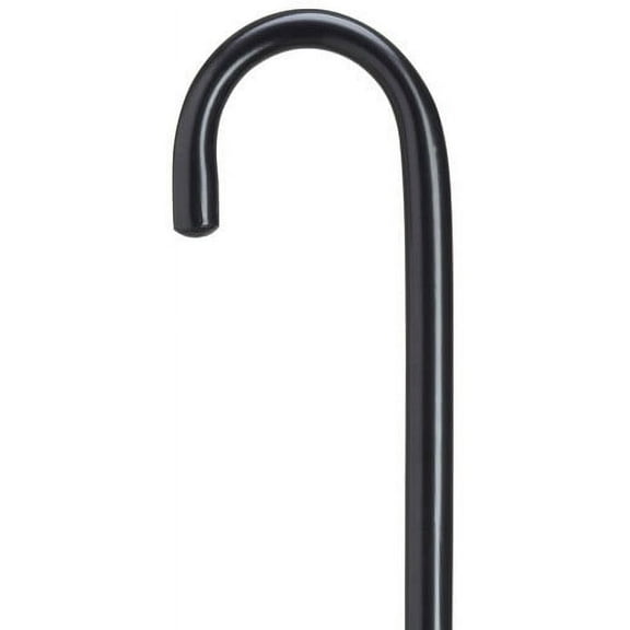 Walking Cane Black Round nose crook handle hospital cane, ash wood cane, 7/8" diameter shaft, 36" long w/rubber tip. Extra sturdy.