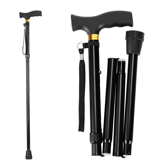 Walking Cane, Cane for Man/Woman | Mobility & Daily Living Aids | 5-Level Height Adjustable Walking Stick | Comfortable Plastic T-Handle Portable Walking Stick Folding Cane