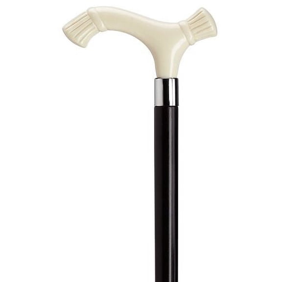 Walking Cane Carved Derby Cane Black Maple Shaft, Ivory Handle
