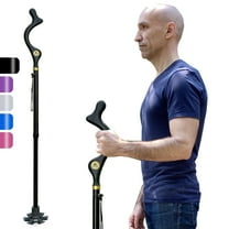 Walking Cane Foldable for Men & Women Seniors for Balance,Self Standing Folding Cane,Height Adjustable Anti-Slip Lightweight Alloy Walking Stick Collapsable for Travel Mobility Aid