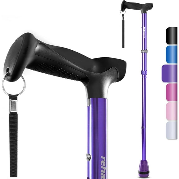 Walking Cane, Folding, Adjustable, Lightweight, Walking Canes for Men & Women, Soft Ergonomic Handle, Heavy Duty All Terrain Tip, Walking Sticks for Seniors & Adults with Travel Bag