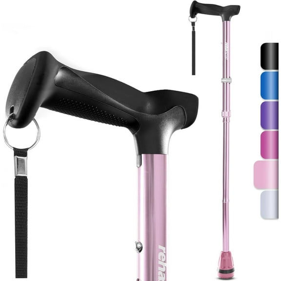 Walking Cane, Folding, Adjustable, Lightweight, Walking Canes for Men & Women, Soft Ergonomic Handle, Heavy Duty All Terrain Tip, Walking Sticks for Seniors & Adults with Travel Bag
