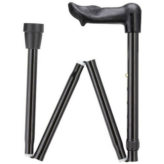 Walking Cane Folding Adjustable Shaft Right Palm Grip Cane Black