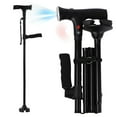 thumbnail image 1 of Walking Cane with Led Light and Alarm, Heavy Duty Folding Cane, Adjustable Cane Suitable for Arthritis Disabled and Elderly, Cane with Cushioned T Handle and Swivel Four Pedestal, 6.2x12.4", 1 of 8
