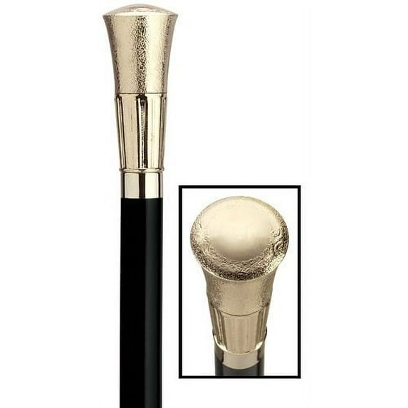 Walking Cane Gold Men's Straight Formal Cane with 3 1/4" high Embossed Cap