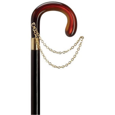 Walking Cane Ladies Small Crook Cane Black Maple Shaft, Shell Handle Lady Cane