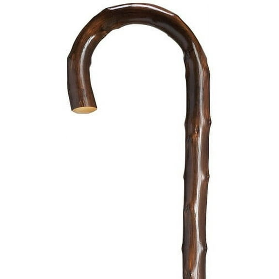 Walking Cane Lady's Crook Handle, Genuine Congo chestnut wood-scorched natural taper, length ranges from 35" to 37" long