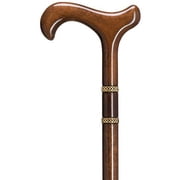 Walking Cane Ladys Derby Handle Cane Walnut with Decorative Brass Bands