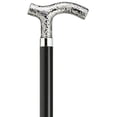 thumbnail image 1 of Walking Cane Lady's Silver Plastic Embossed Fritz shaped handle, black wood shaft, 36" long, 1 of 1
