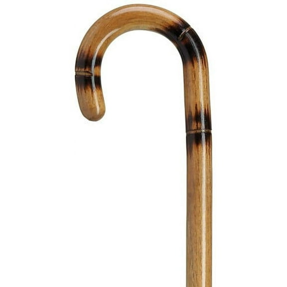 Walking Cane Lady's Stylish Round Nose Crook Handle Cane Stepped and Scorched Applewood Stain