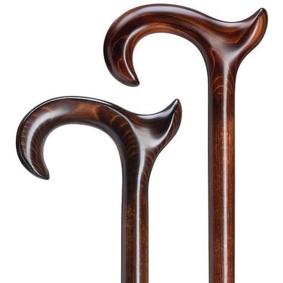 Walking Cane Men Anatomical Derby Cane Dark Beechwood Wood Right Handle