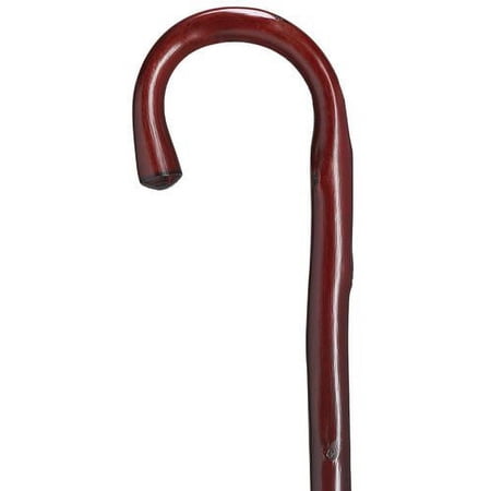Walking Cane Men Round Nose Crook Cane Burgundy Red Genuine Chestnut