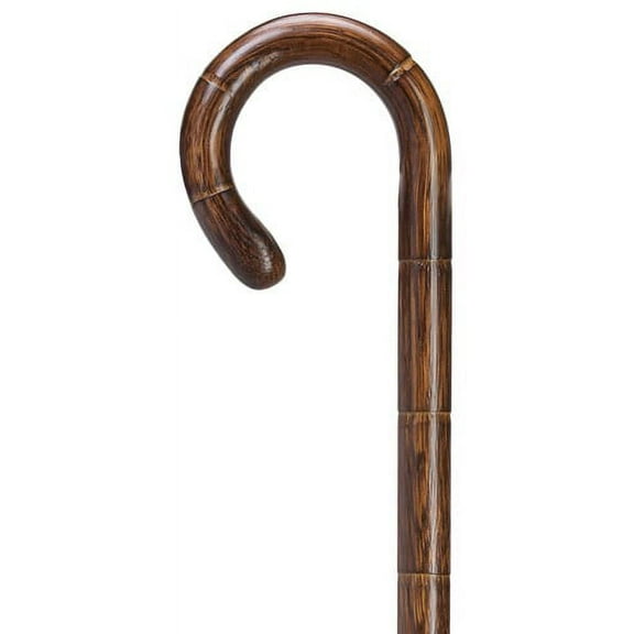 Walking Cane Men Round Nose Crook Cane Stepped/Scorched Genuine Oak 41" long Extra Tall