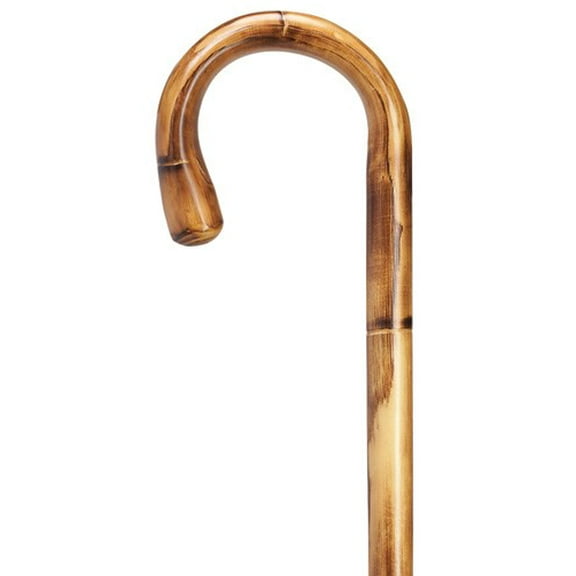 Walking Cane Men Stylish Crook Round Nose Handle Cane Stepped/Scorched Chestnut Wood 36" shaft