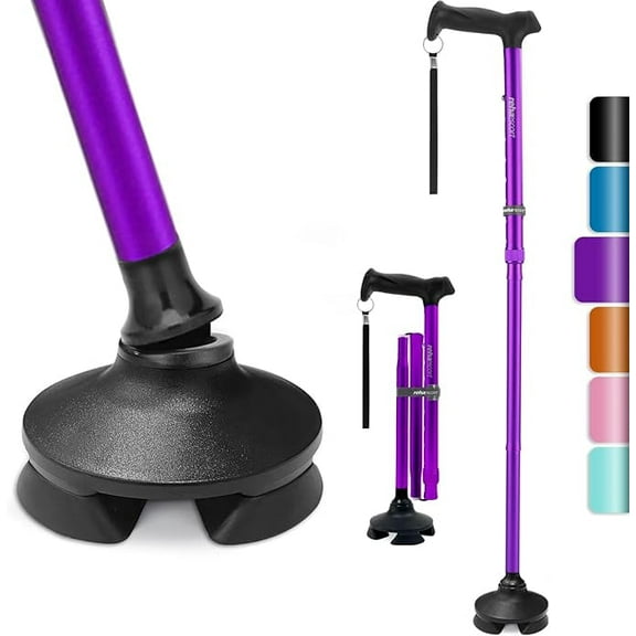 Walking Cane for Men & Women - Folding, Adjustable, Lightweight, Walking Canes for Seniors Balance, Free Standing, Pivot Tip, Soft Handle, Foldable Walking Sticks with Travel Bag