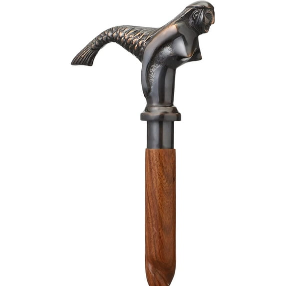 Walking Cane for Mens and Womens Handmade Decorative Cane for Mom and Dad Stylish Walking Stick 36 Inch Non-slip Travel Folding Cane Brown Snake Shaft with Antique Queen Handle