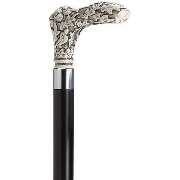 Walking Cane Scrimshaw Carved Acorn Fritz Cane Black Shaft